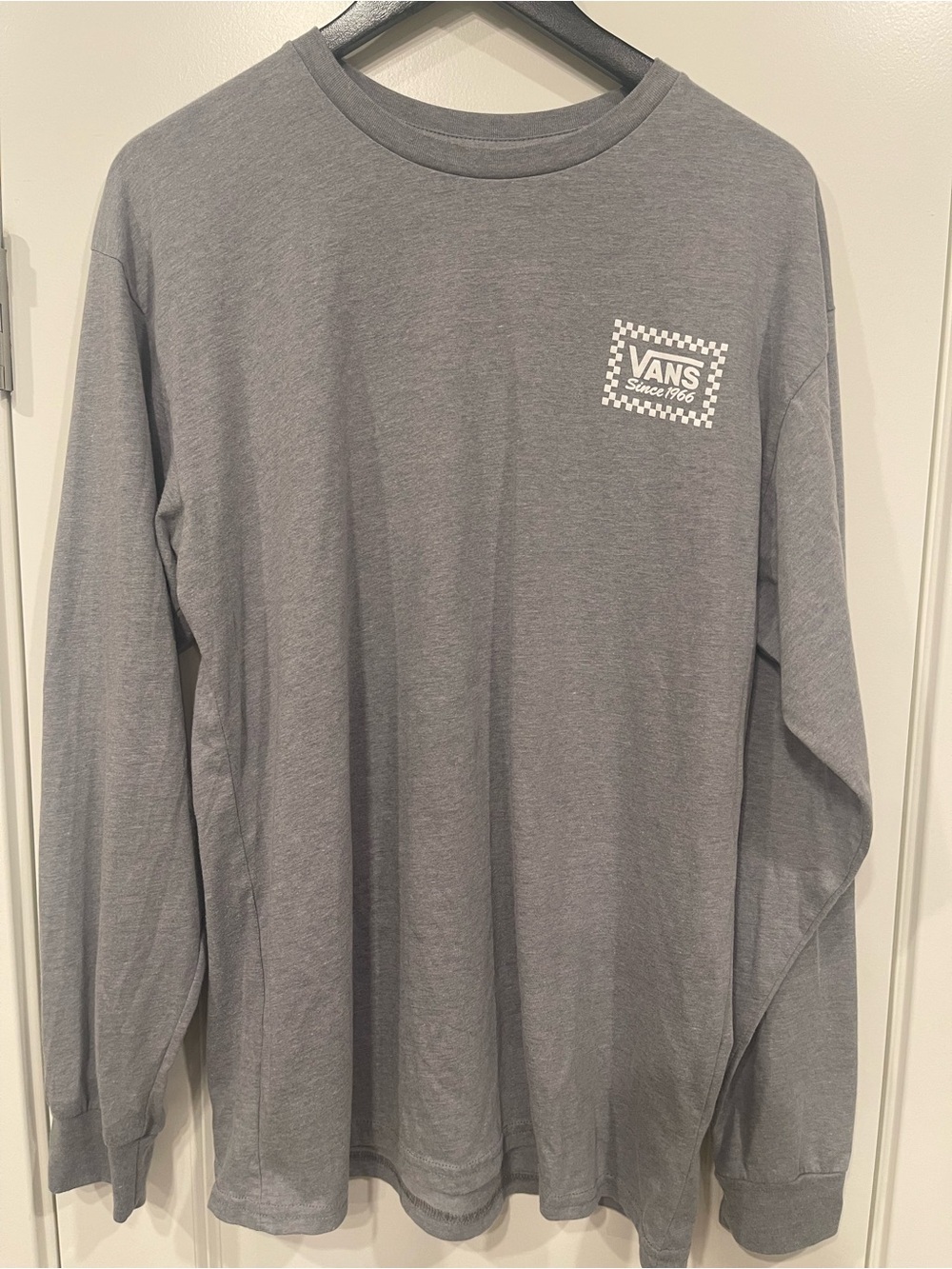 Vans Gray Long Sleeve Tee with Chest Checker Logo